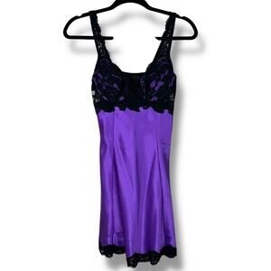 Victoria's Secret 2000's VTG Purple Lace Satin Lingerie Slip Sleepwear Dress XS